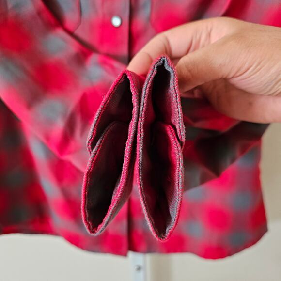 DIXXON NWT Men's Pulaski Red Gray Pearl Snap Flannel Button Shirt Sz S - Picture 8 of 15